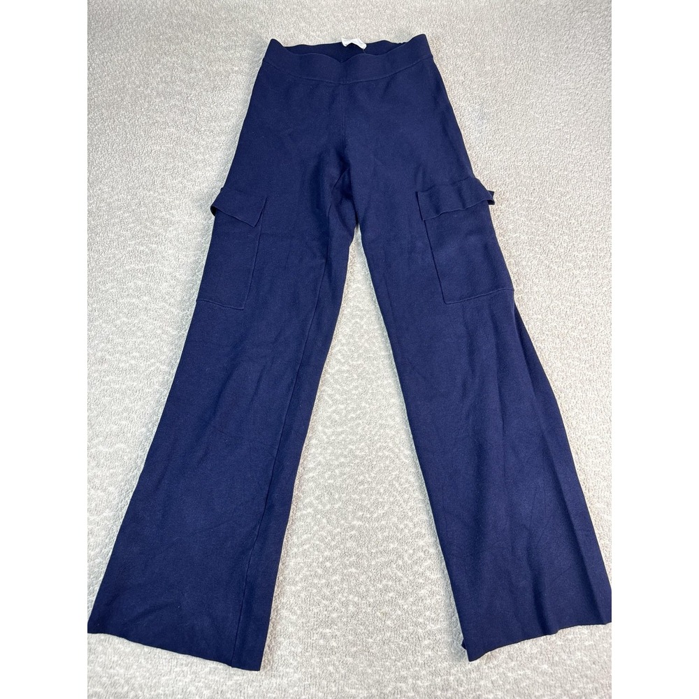 Wilfred Free Pants Womens XS Blue Knit Cargo Wide Leg Elastic Waist Casual